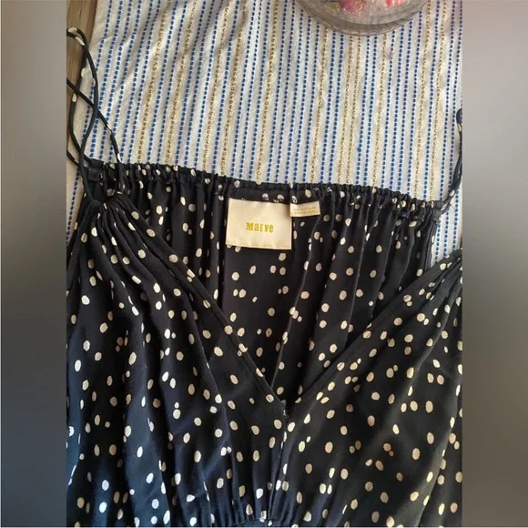 NWOT Anthropologie Maeve Finley Wide Leg Black White Polla Dot Flowy Jumpsuit 4 - Picture 12 of 14